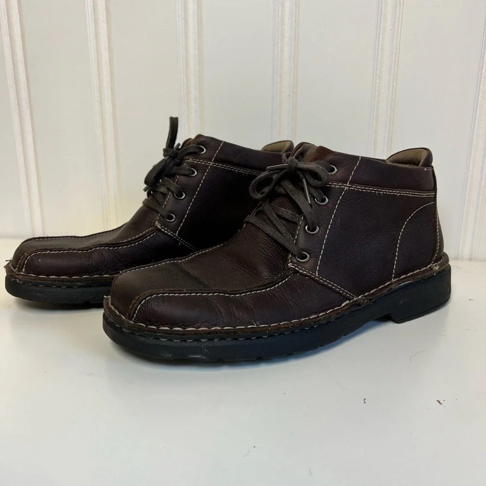 Clark's Gerrard Brown Leather Ankle Boots Size 8 Men's